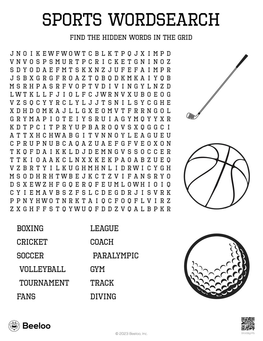 Sports themed Word Searches Beeloo Printable Crafts And Activities For Kids