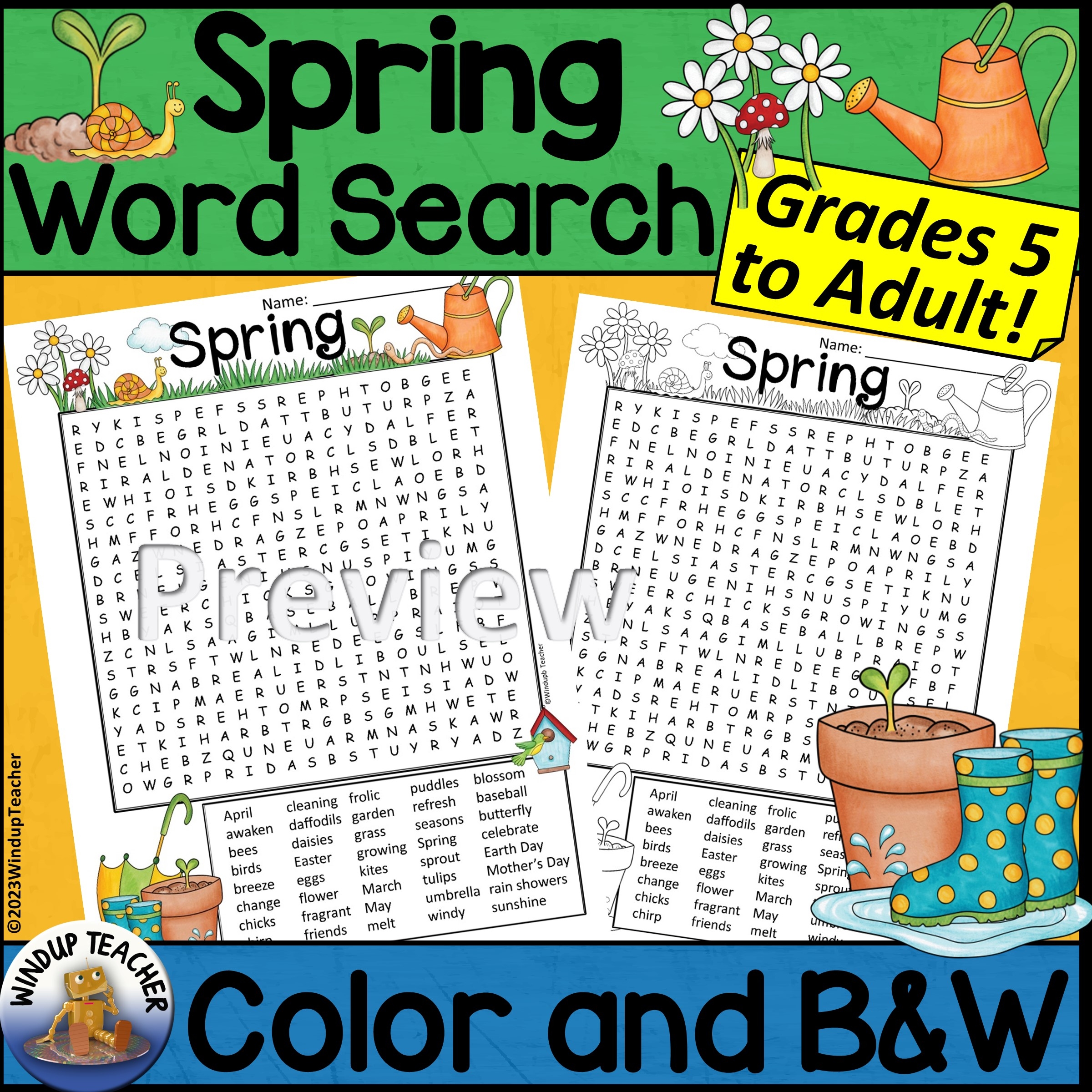 Spring Word Search Activity Printable HARD Grades 5 To Adult Made By Teachers