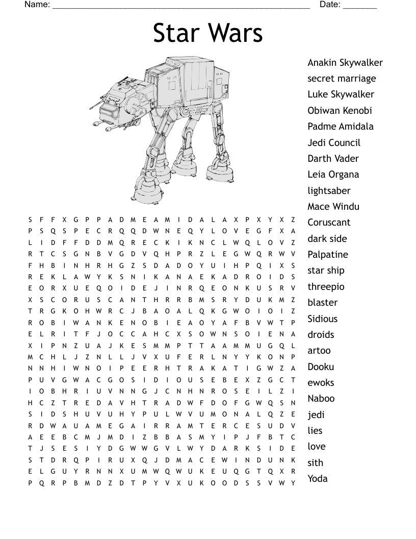 Free Printable Star Wars Word Search