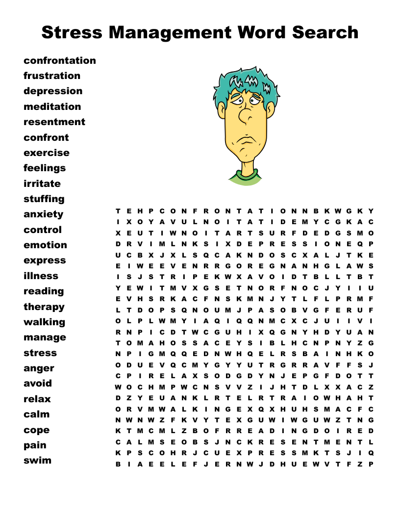 Stress Management Word Search WordMint