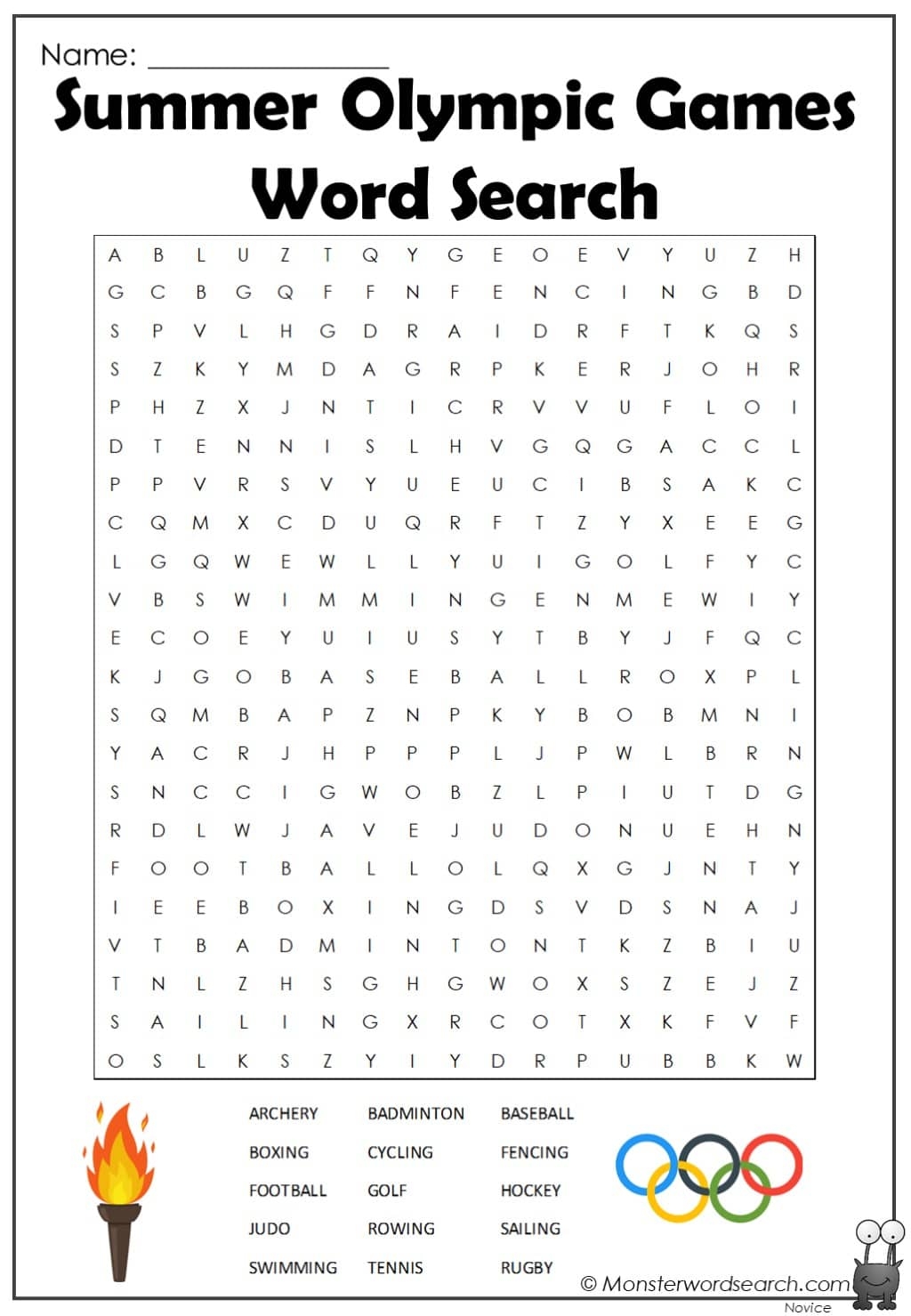 Olympic Games Word Search Printable