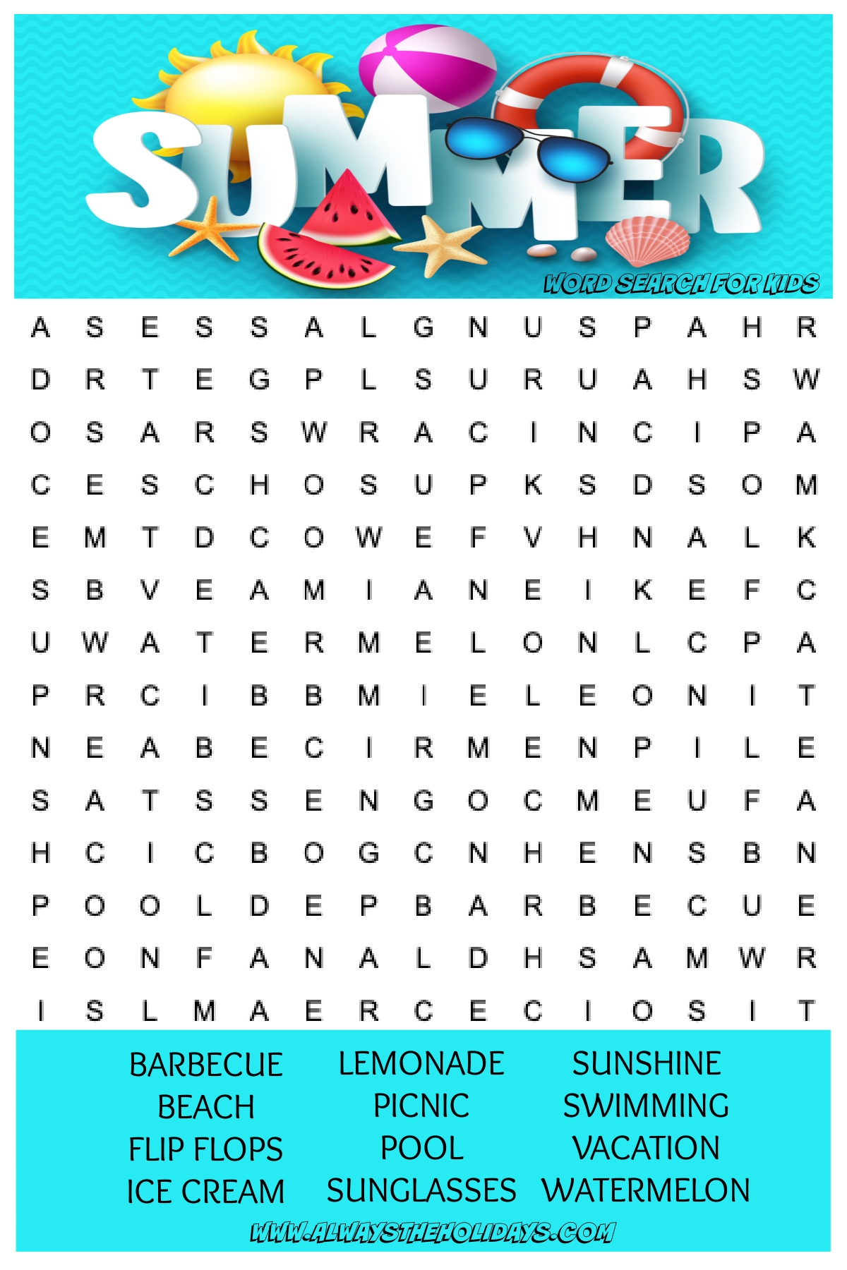 Summer Word Search Printable Free Word Search U0026 Answer Key 