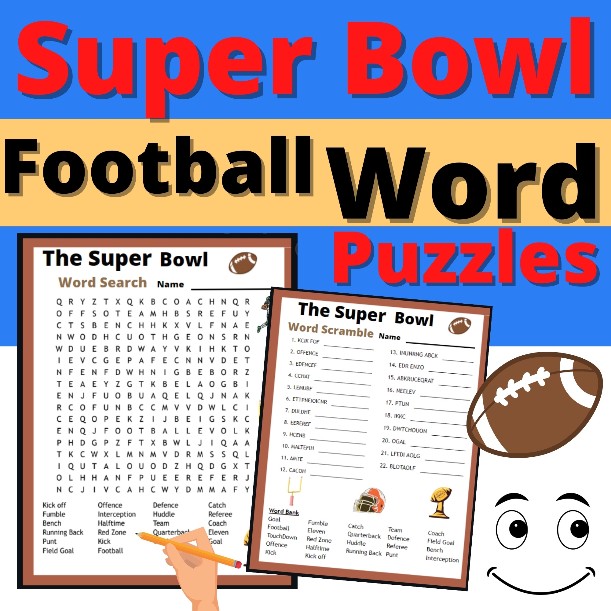 Super Bowl Word Search Football Puzzles Vocabulary Activity No Prep Fun Friday Made By Teachers