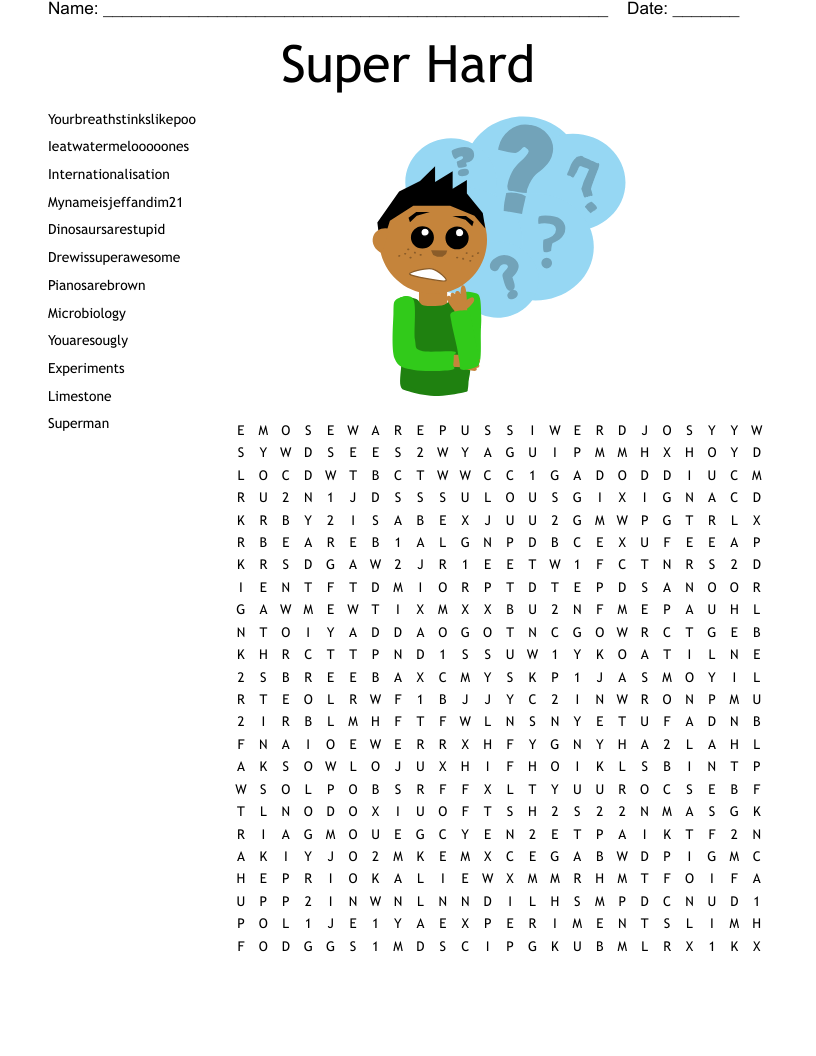 Difficult Hard Word Search Printable