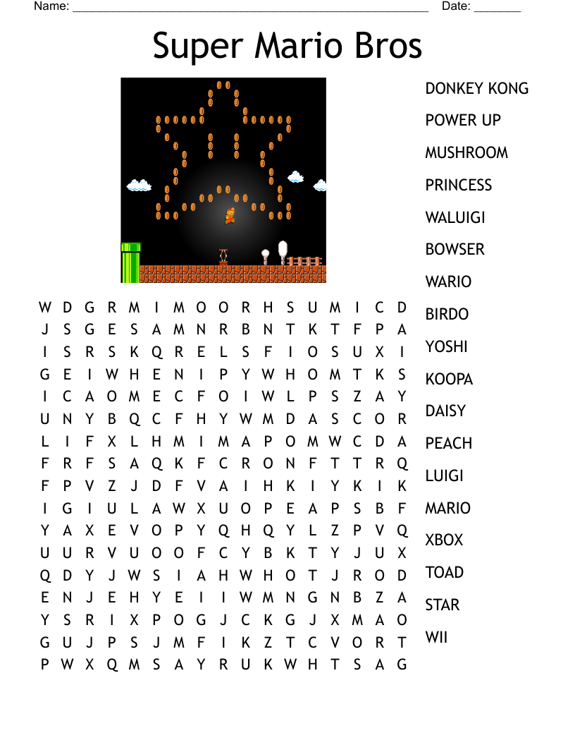 Super Mario Word Search WordMint