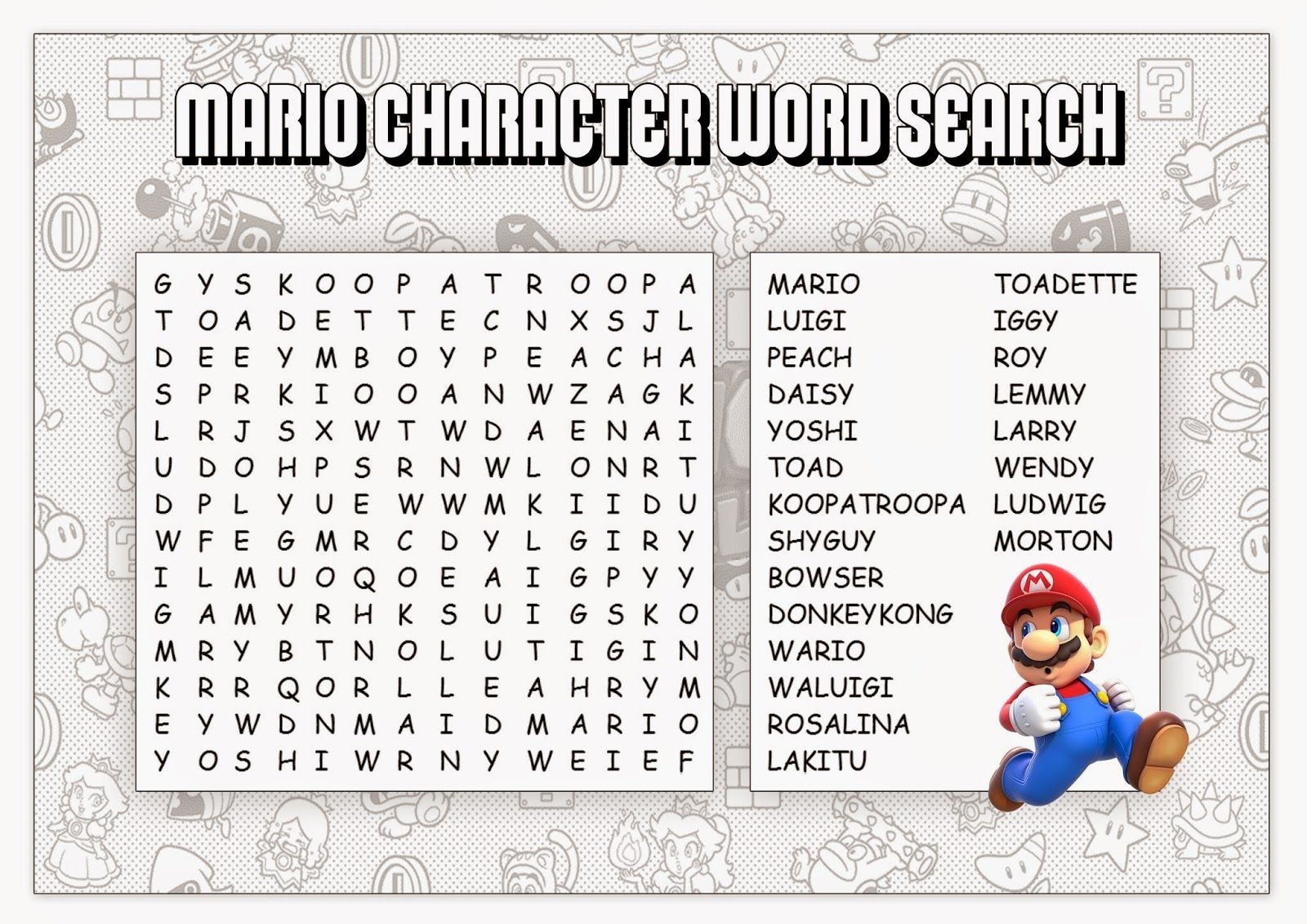 Super Mario Word Search