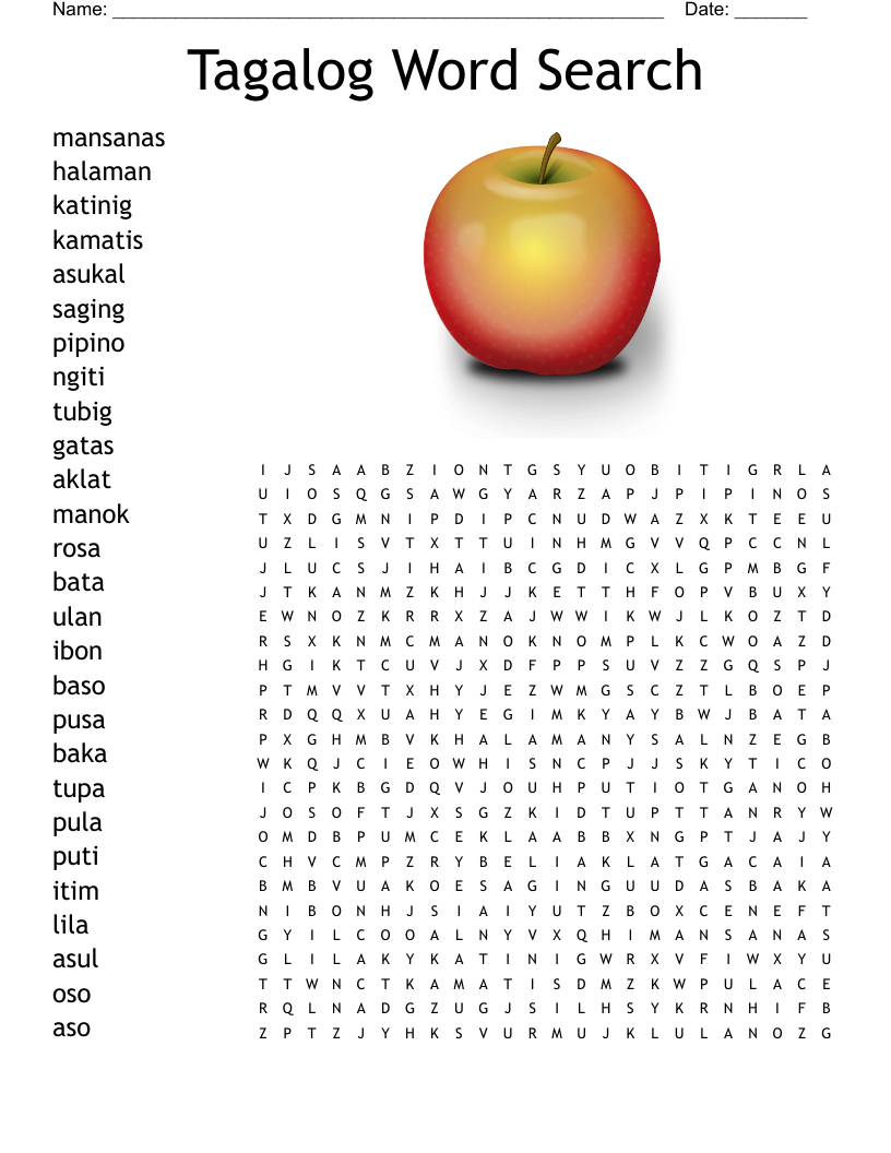Filipino Word Search Printable