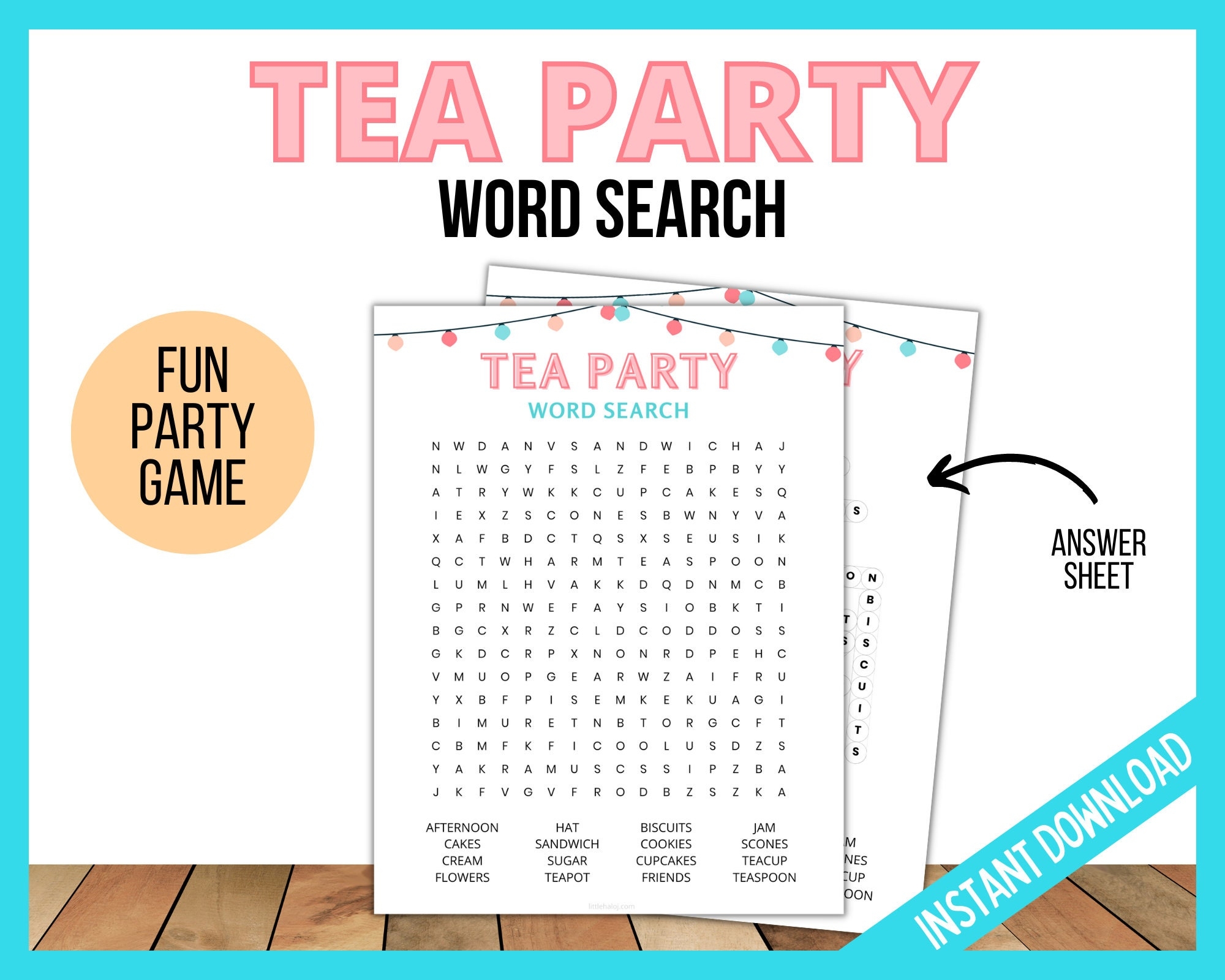 Tea Party Word Search Printable Tea Party Game Tea Party Fun 