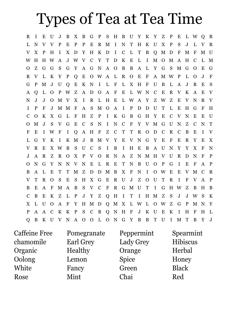 TEA Word Search WordMint