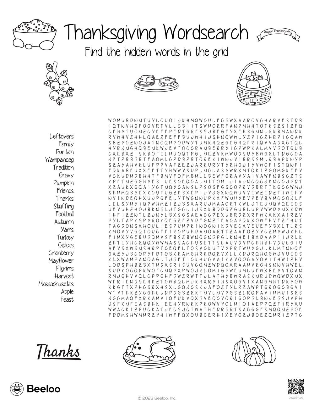 Thanksgiving themed Word Searches Beeloo Printable Crafts And Activities For Kids