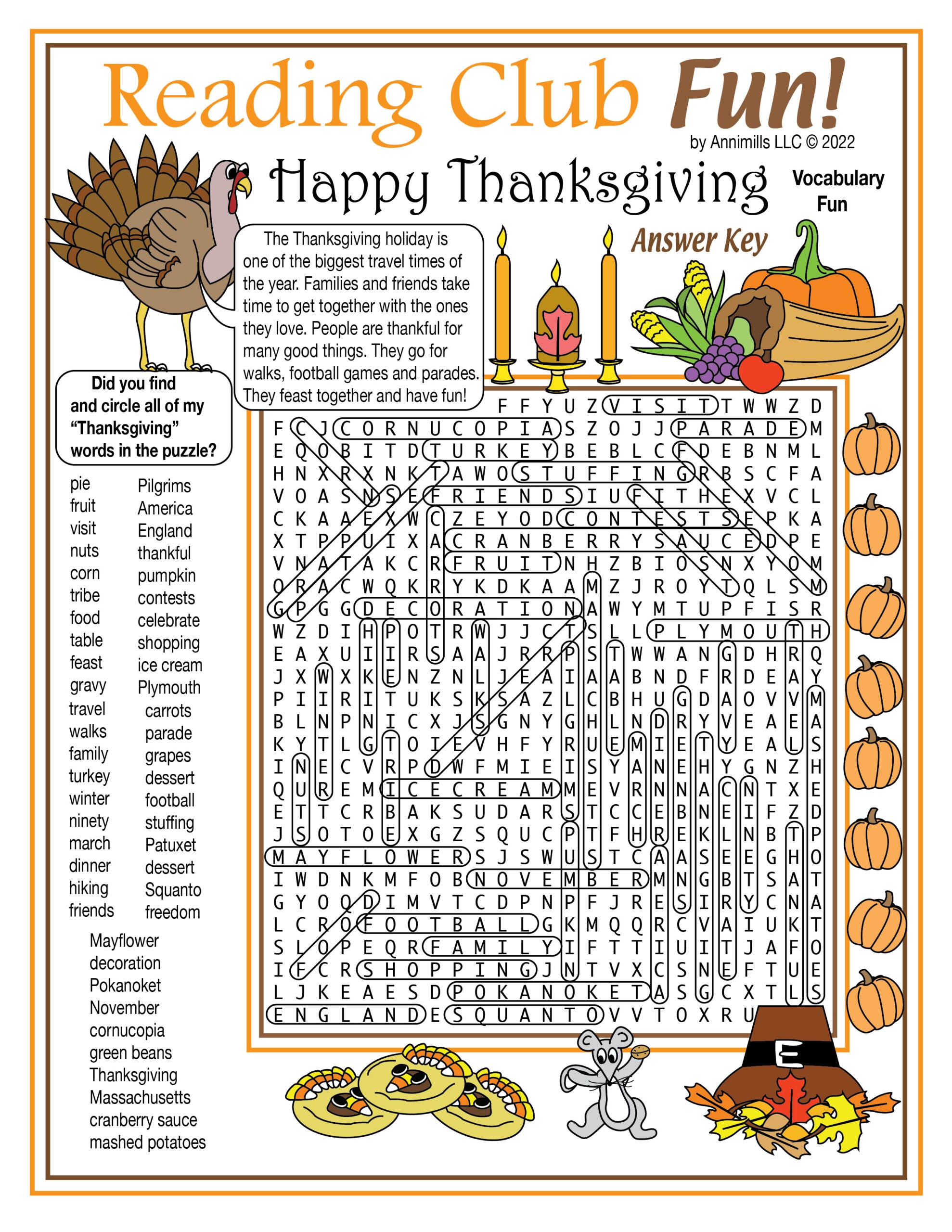 Printable Thanksgiving Word Search Puzzles
