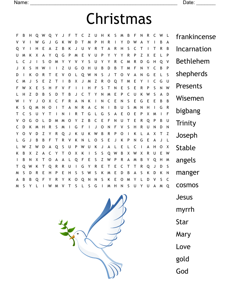 Religious Christmas Word Search Printable