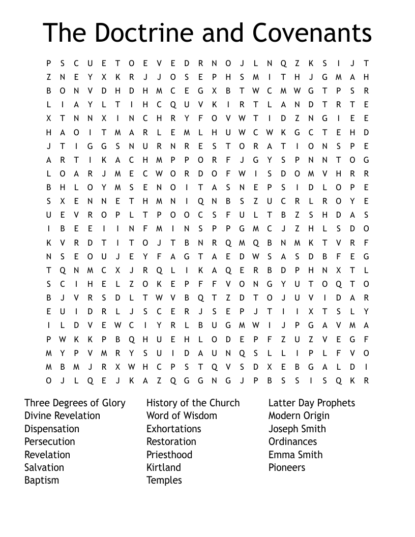 The Doctrine And Covenants Word Search WordMint