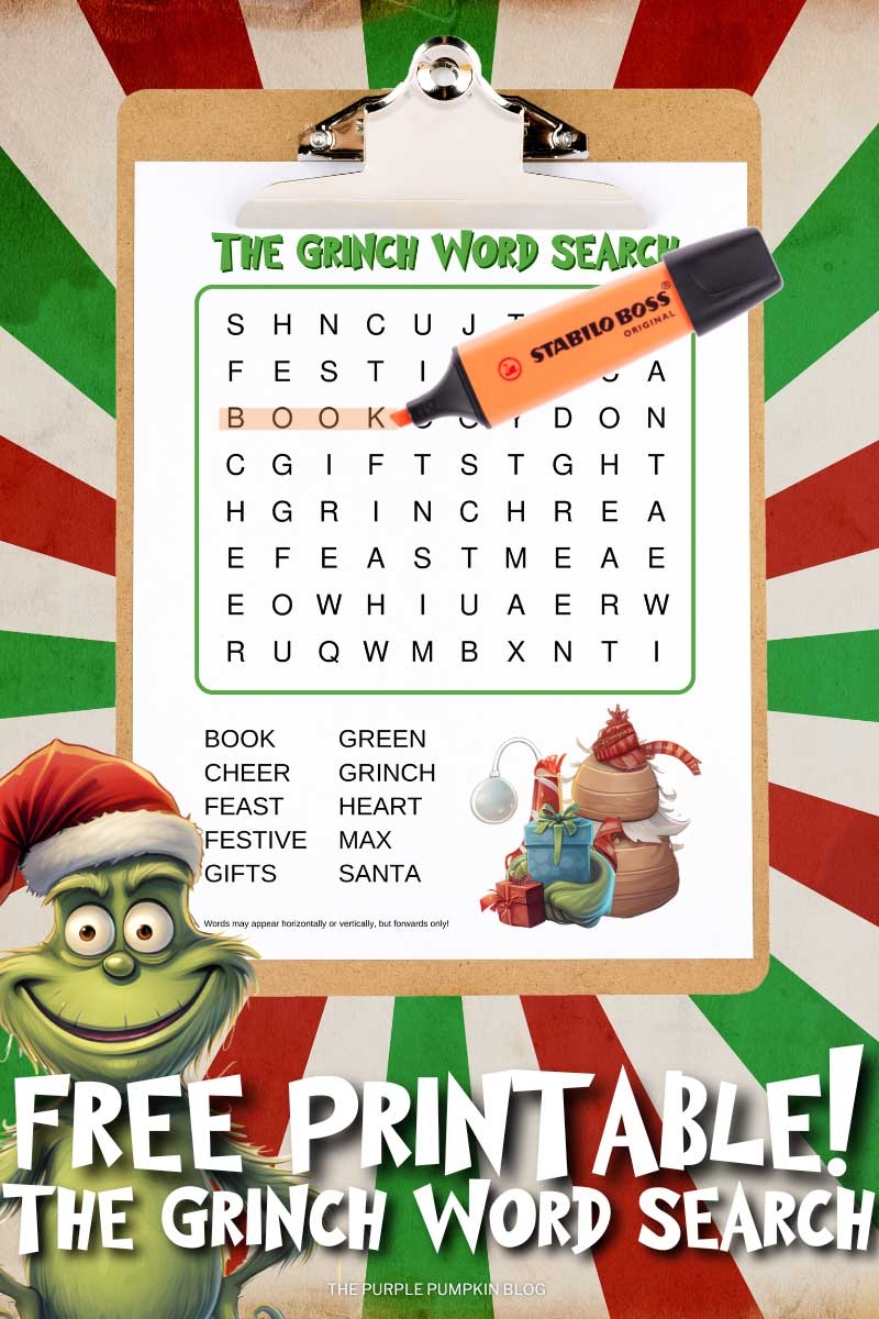 The Grinch Word Search Free Printable