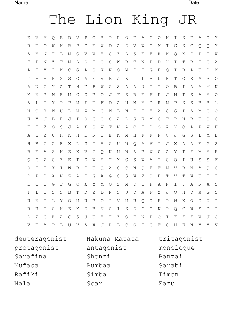 The Lion King Charactors Word Scramble WordMint