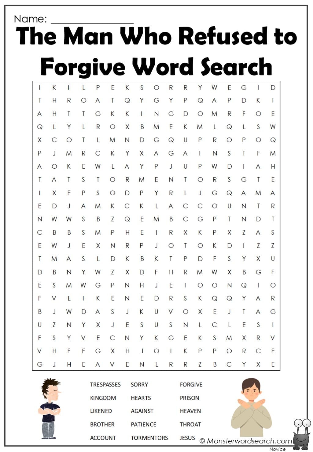 The Man Who Refused To Forgive Word Search Monster Word Search