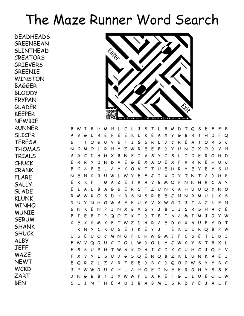 The Maze Word Search WordMint