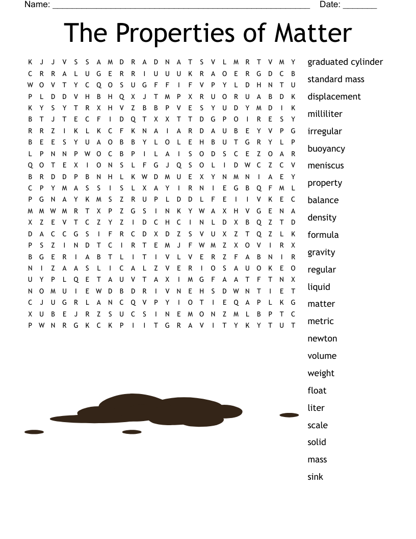 Printable States Of Matter Word Search