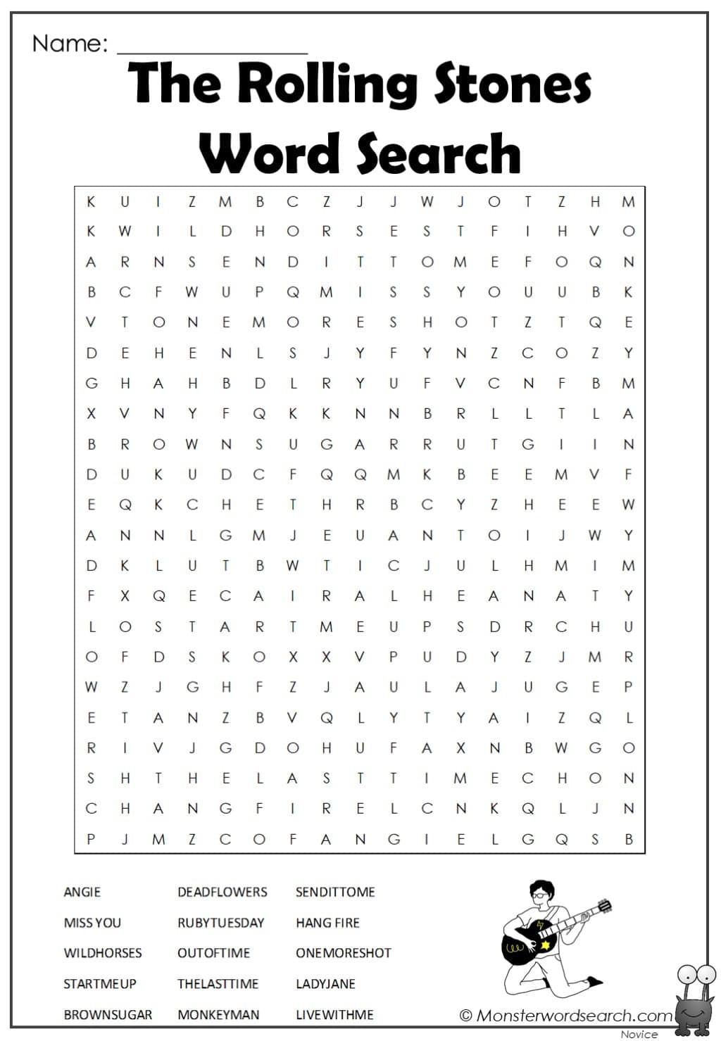 The Rolling Stones Word Search Monster Word Search