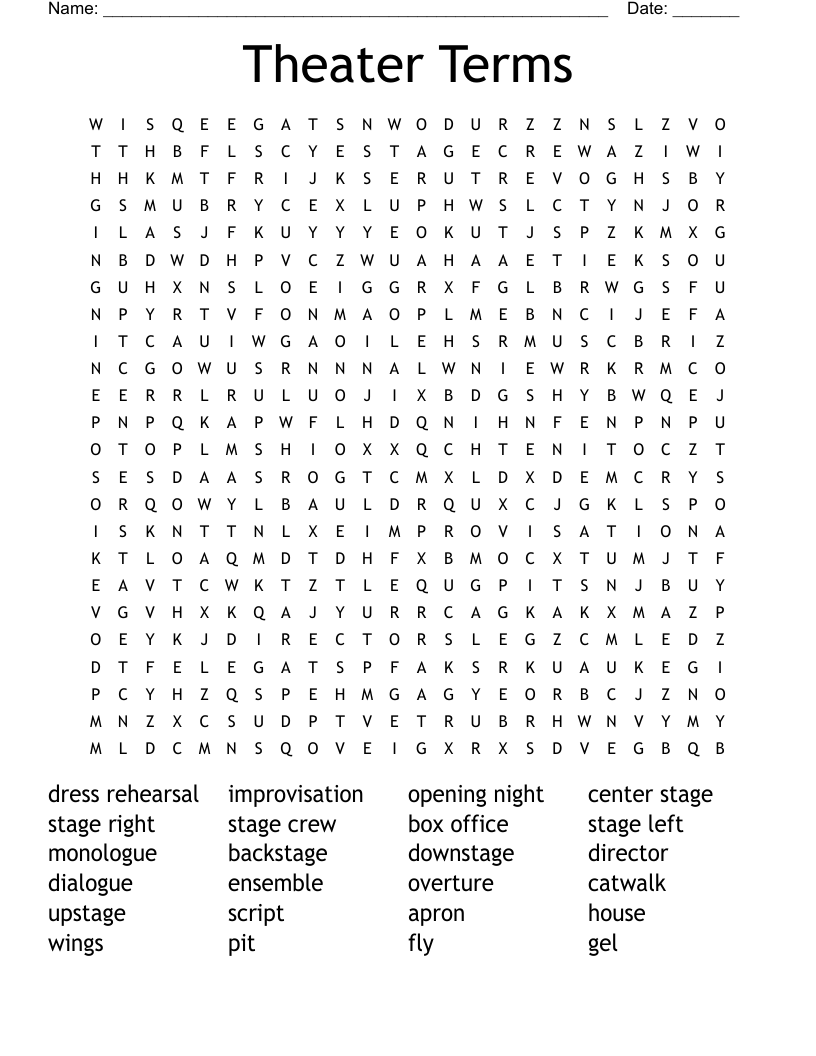 Drama Word Search Printable