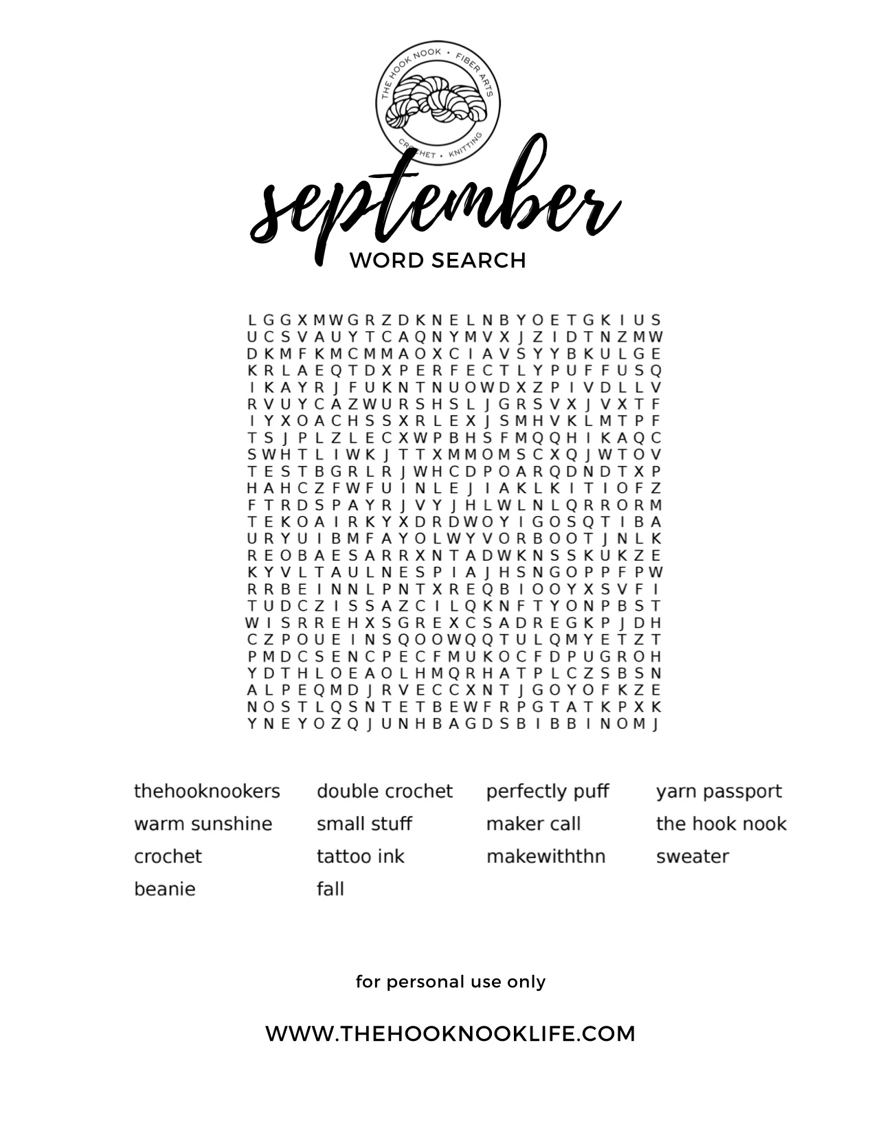 THNLife September Word Search Jessica Carey