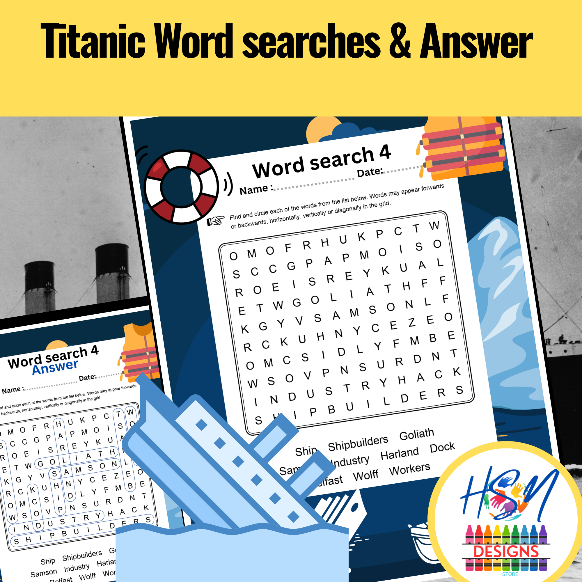 Titanic Word Searches And Answers Worksheet And Printable Vocabulary