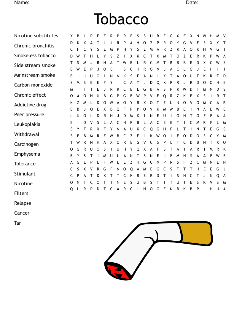 Tobacco Word Search WordMint