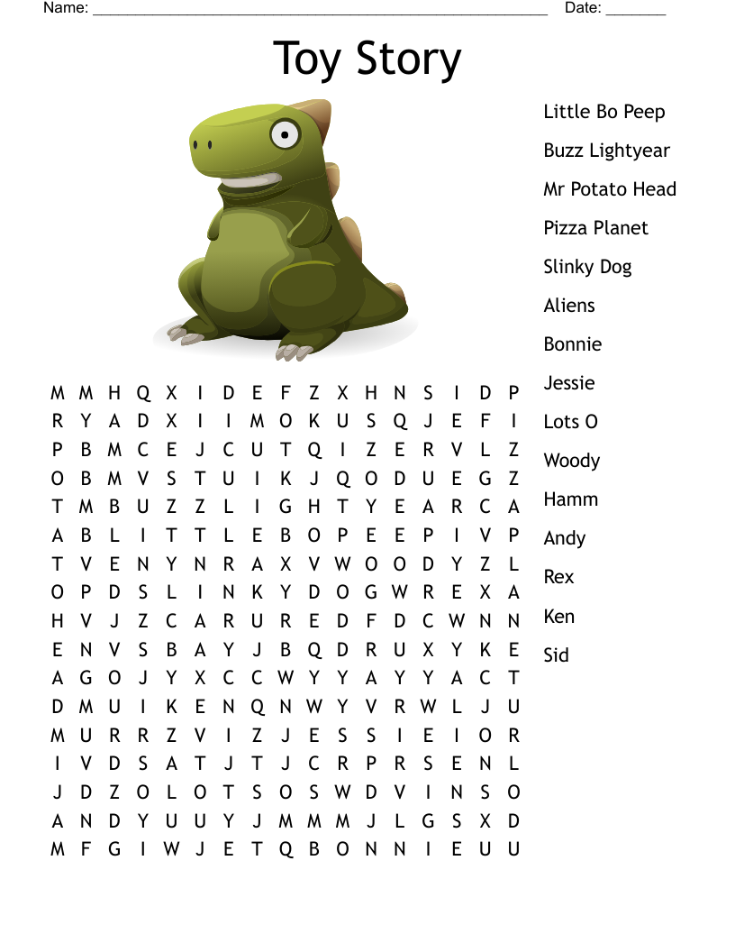 Toy Story Word Search WordMint