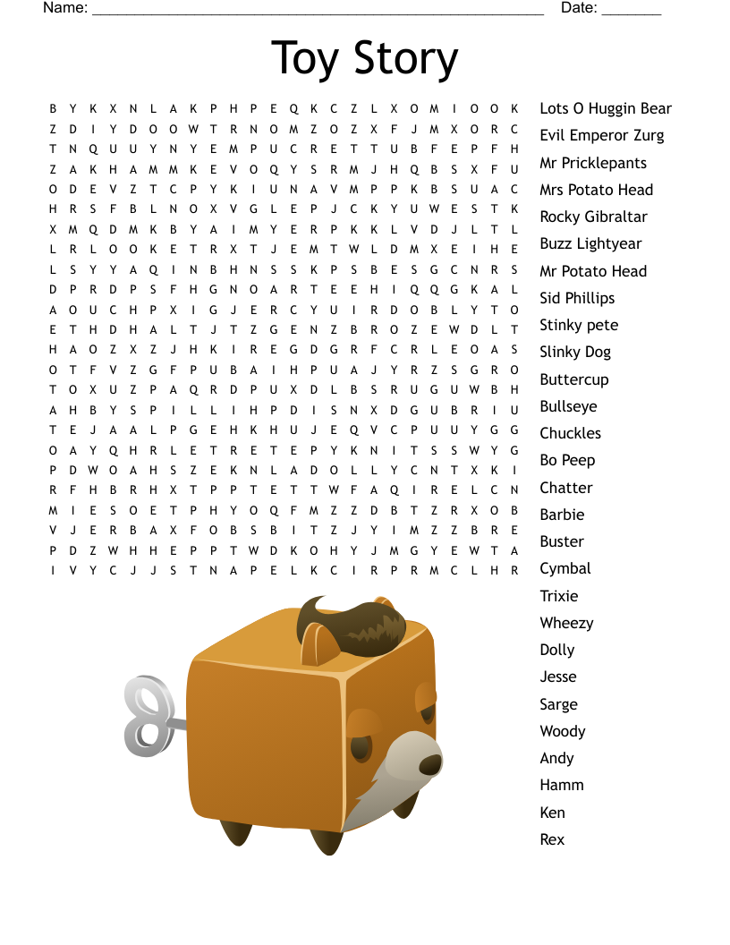 Toy Story Word Search Printable