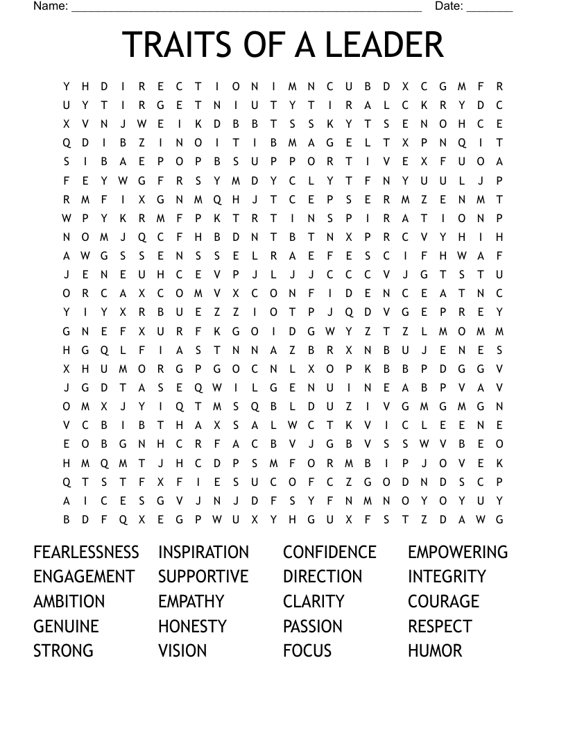 Leadership Word Search Printable