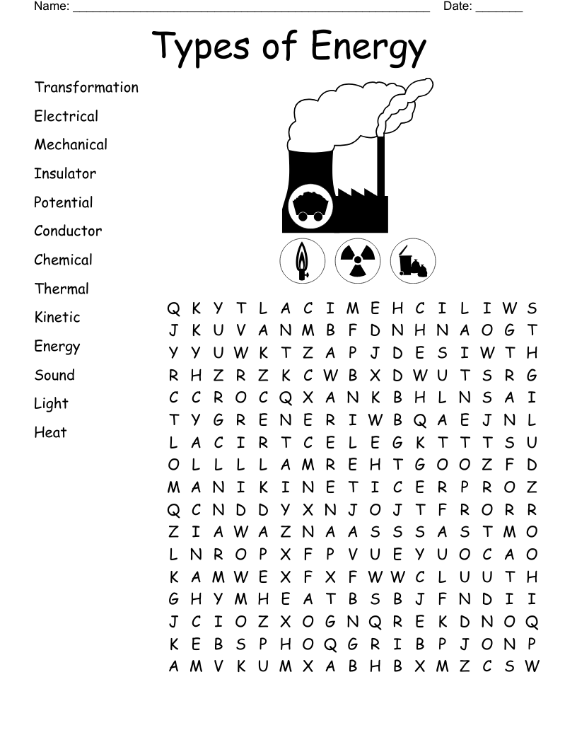 Types Of Energy Word Search WordMint