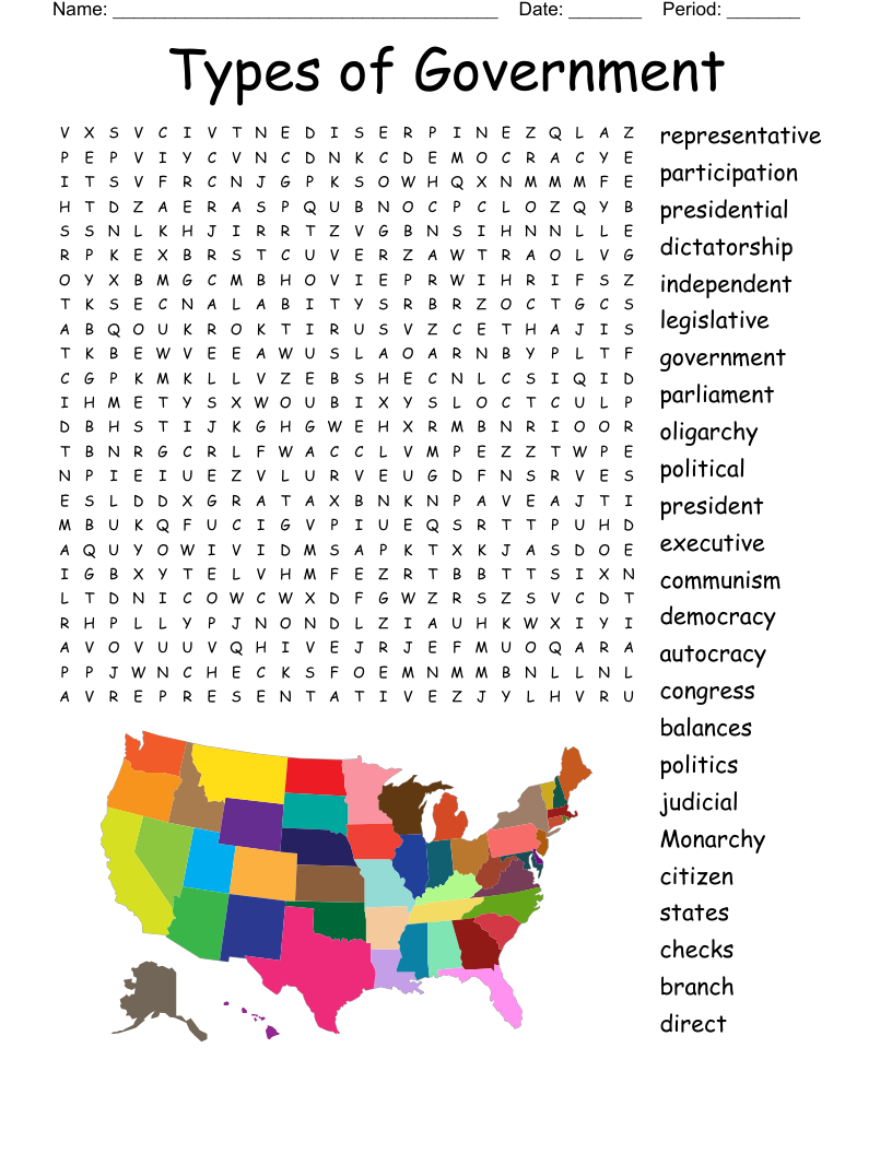 Government Word Search Printable