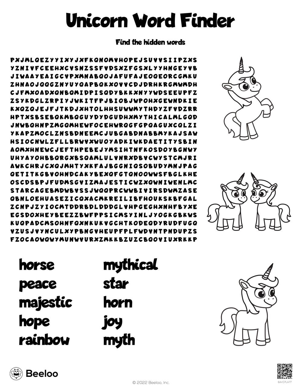 Unicorn themed Word Searches Beeloo Printable Crafts And Activities For Kids