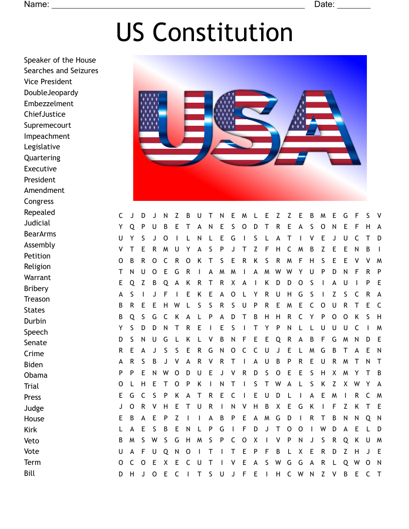 Constitution Word Search Printable
