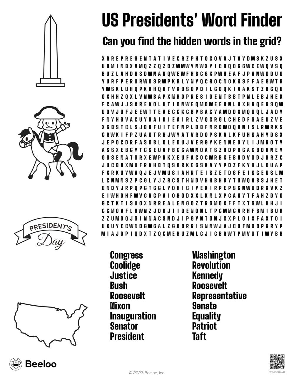 US Presidents Word Finder Beeloo Printable Crafts And Activities For Kids US Presidents Word Finder Beeloo Printable Crafts And Activities For Kids