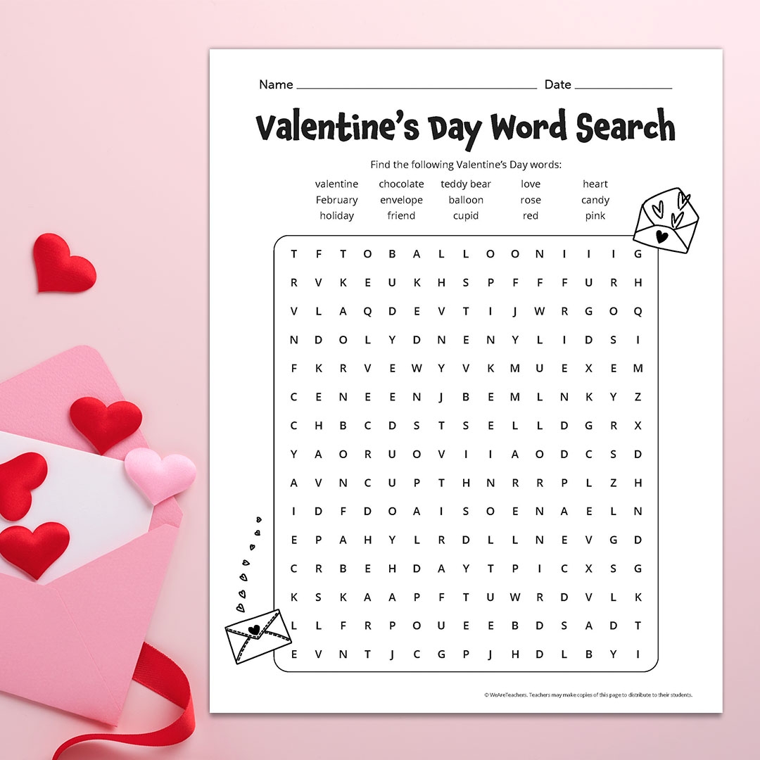 Free Valentines Word Search Printable