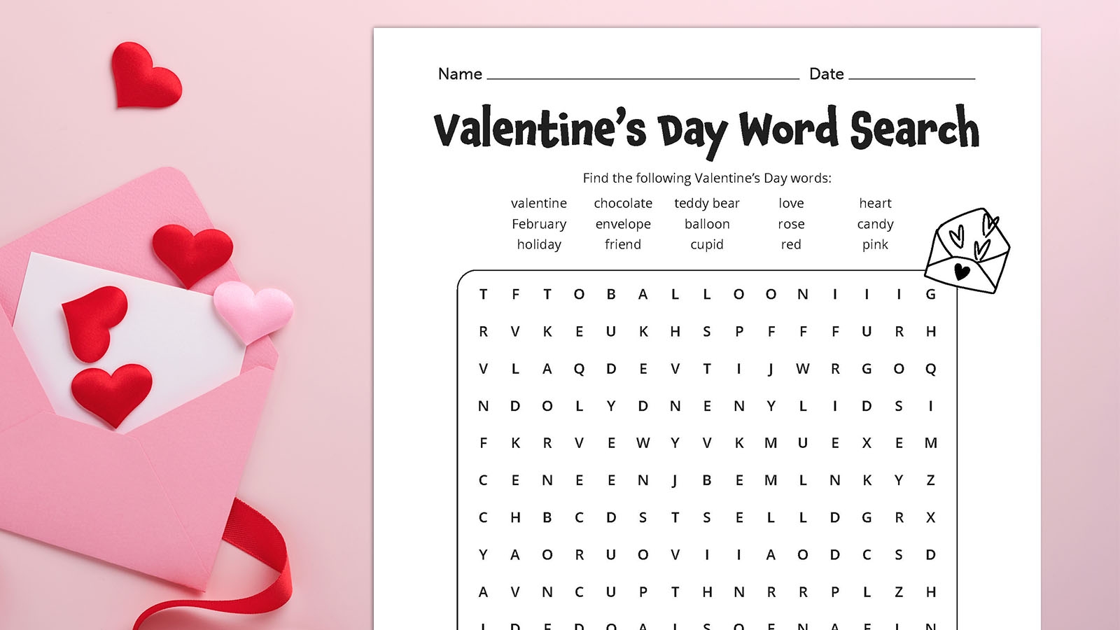 Printable Valentine Word Search