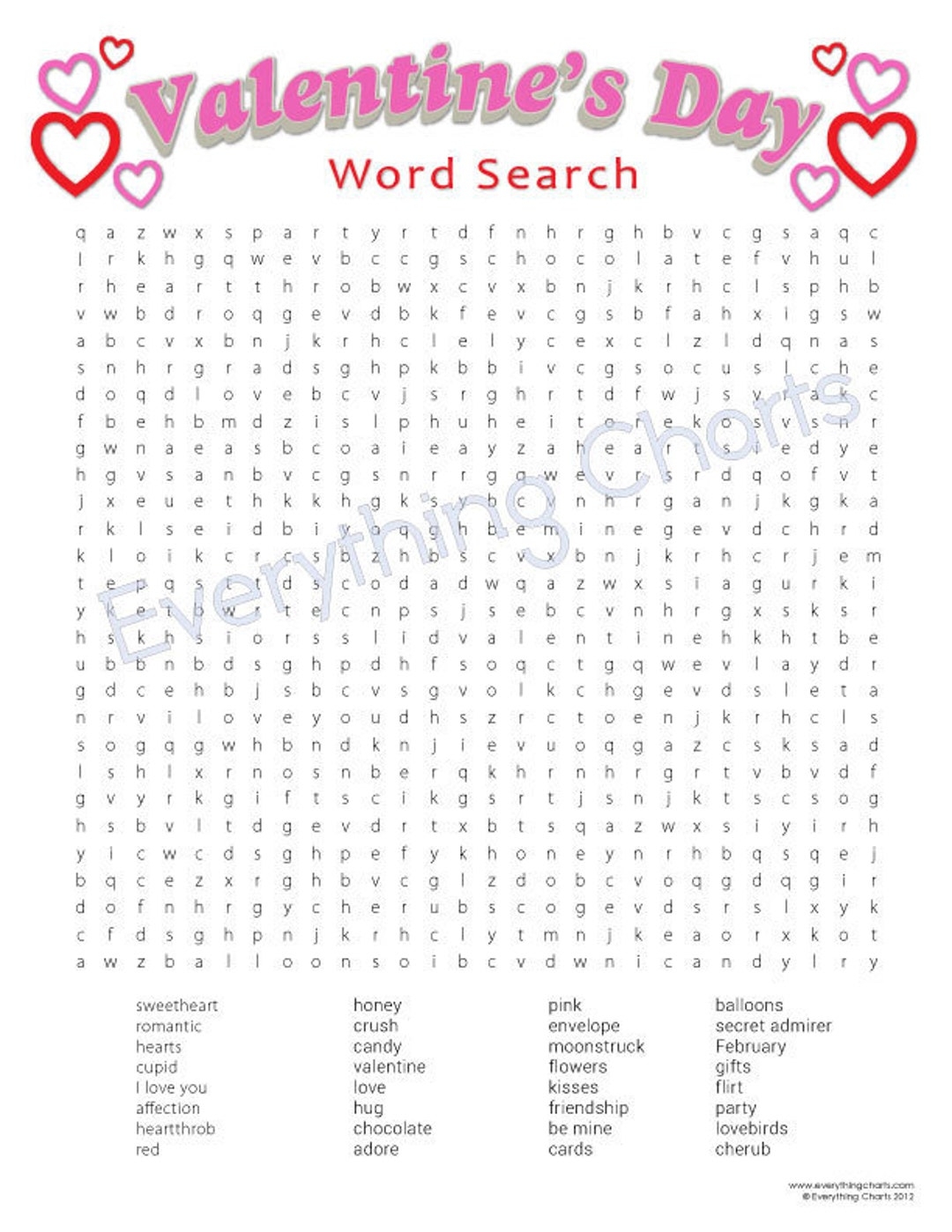 Valentine Word Search PDF Files printables Etsy