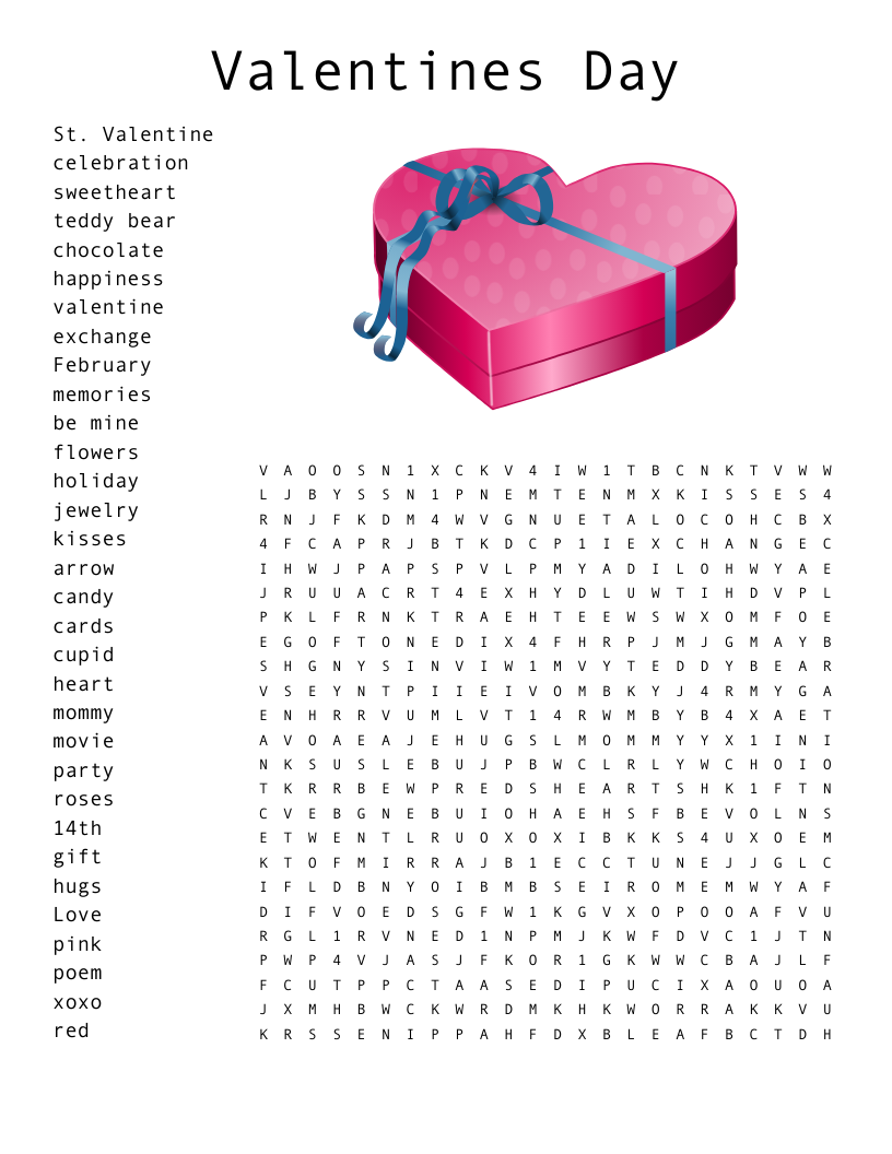 Free Printable Valentines Word Search Pdf
