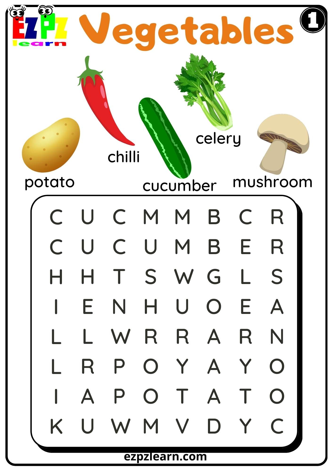 Vegetable Word Search Printable