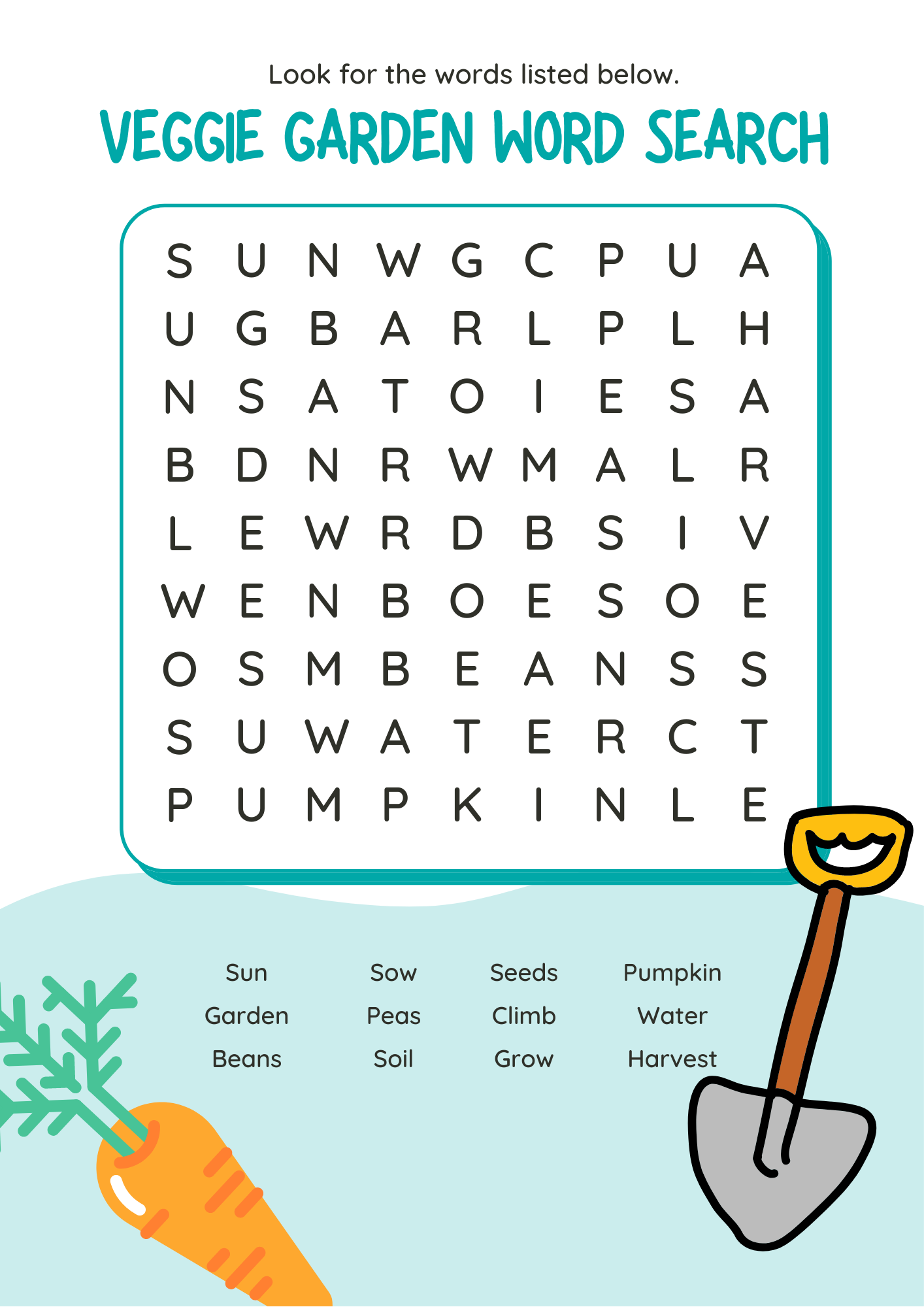 Garden Word Search Printable