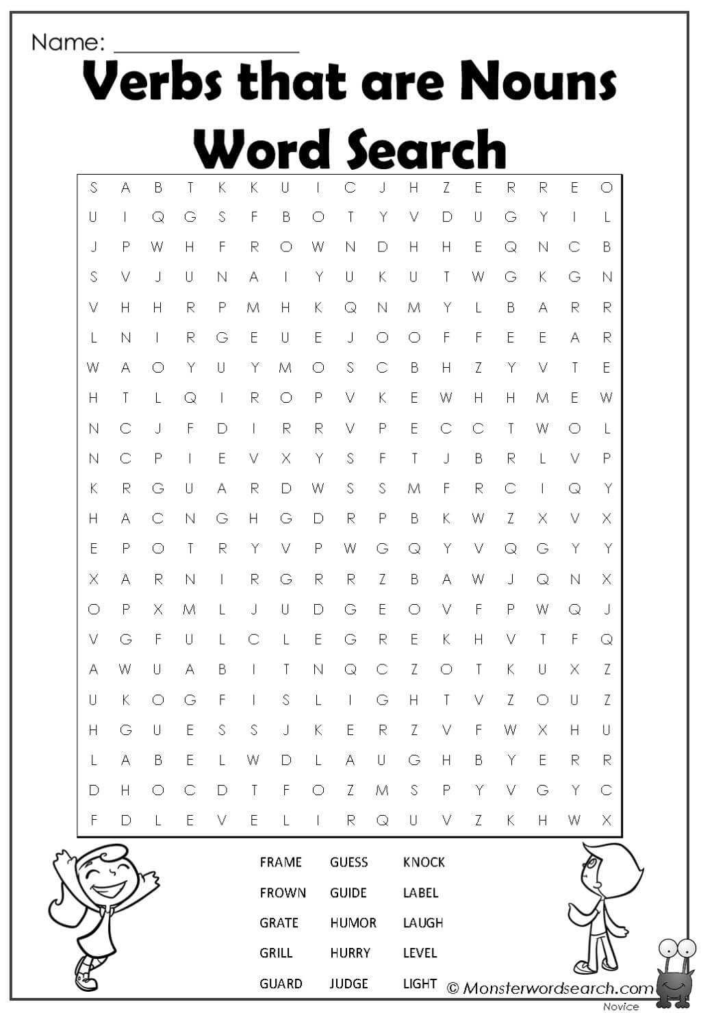 Nouns Word Search Free Printable