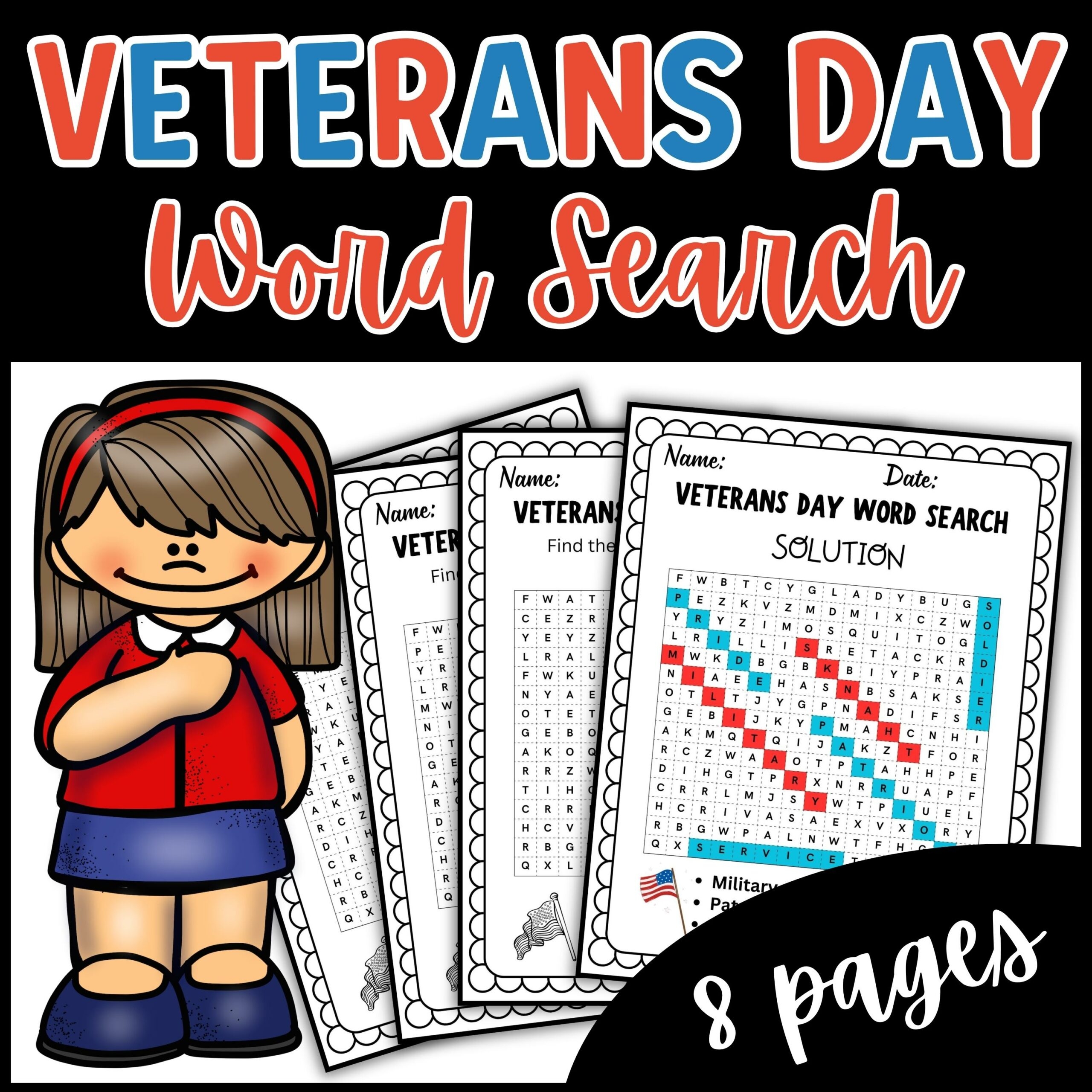 Veterans Day Word Search Puzzle Made By Teachers