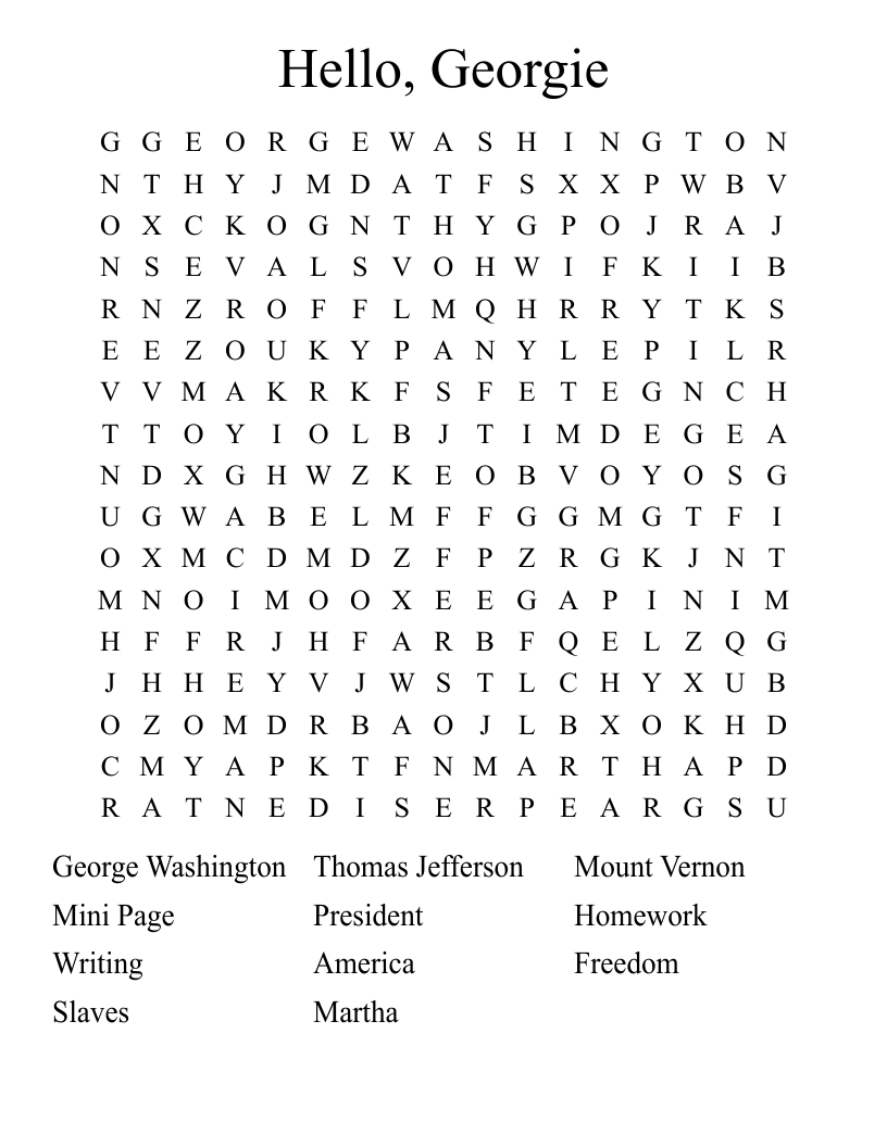 VIRGINIA Word Search WordMint
