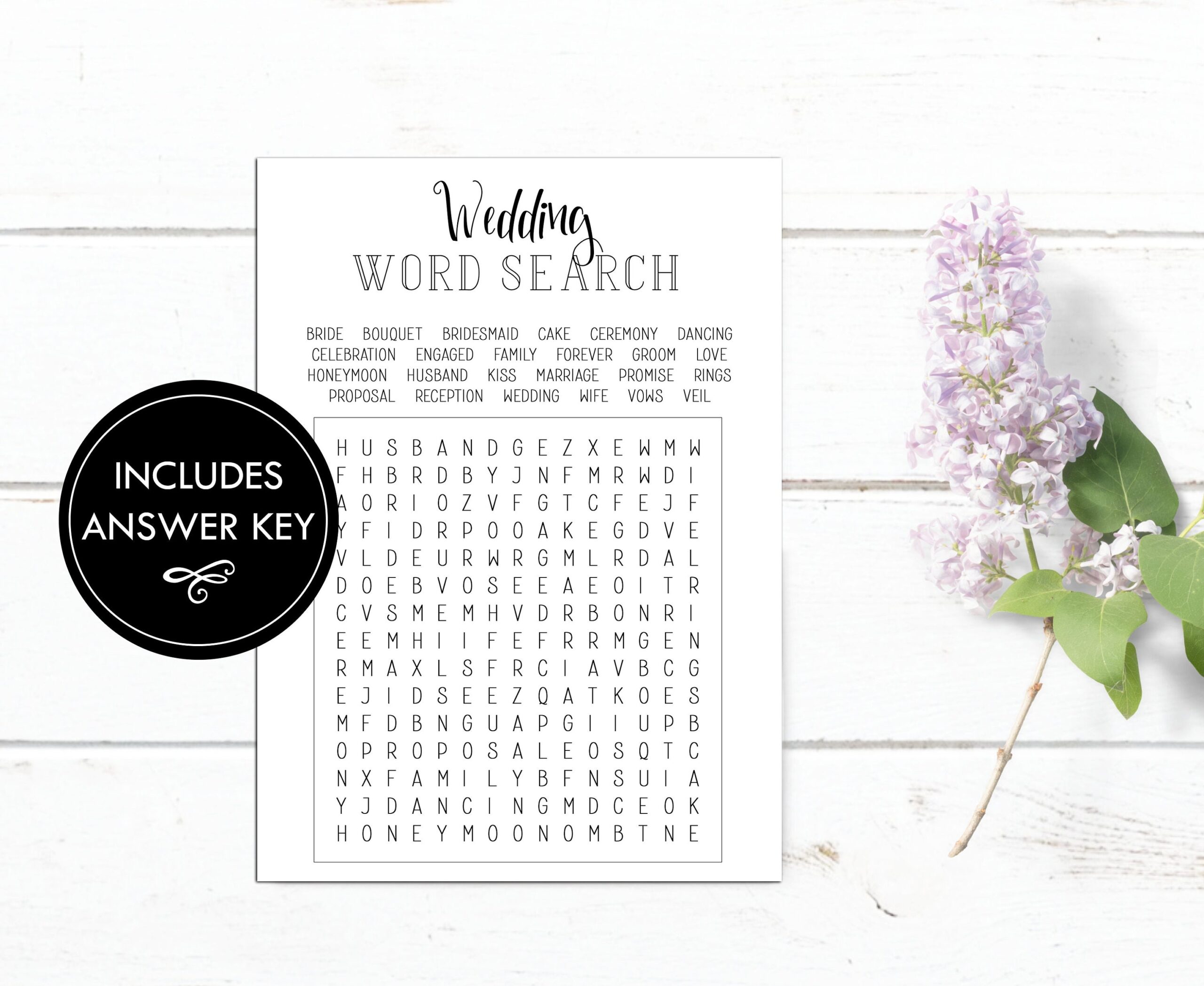 Wedding Word Search Bridal Shower Game Printable Bridal Shower Game Word Search Game Instant Download Printable Games DIGTIAL Etsy