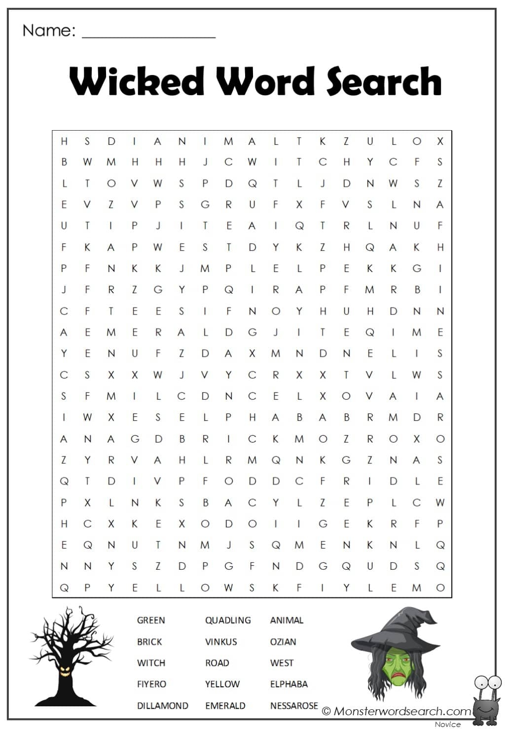 Wicked Word Search Printable