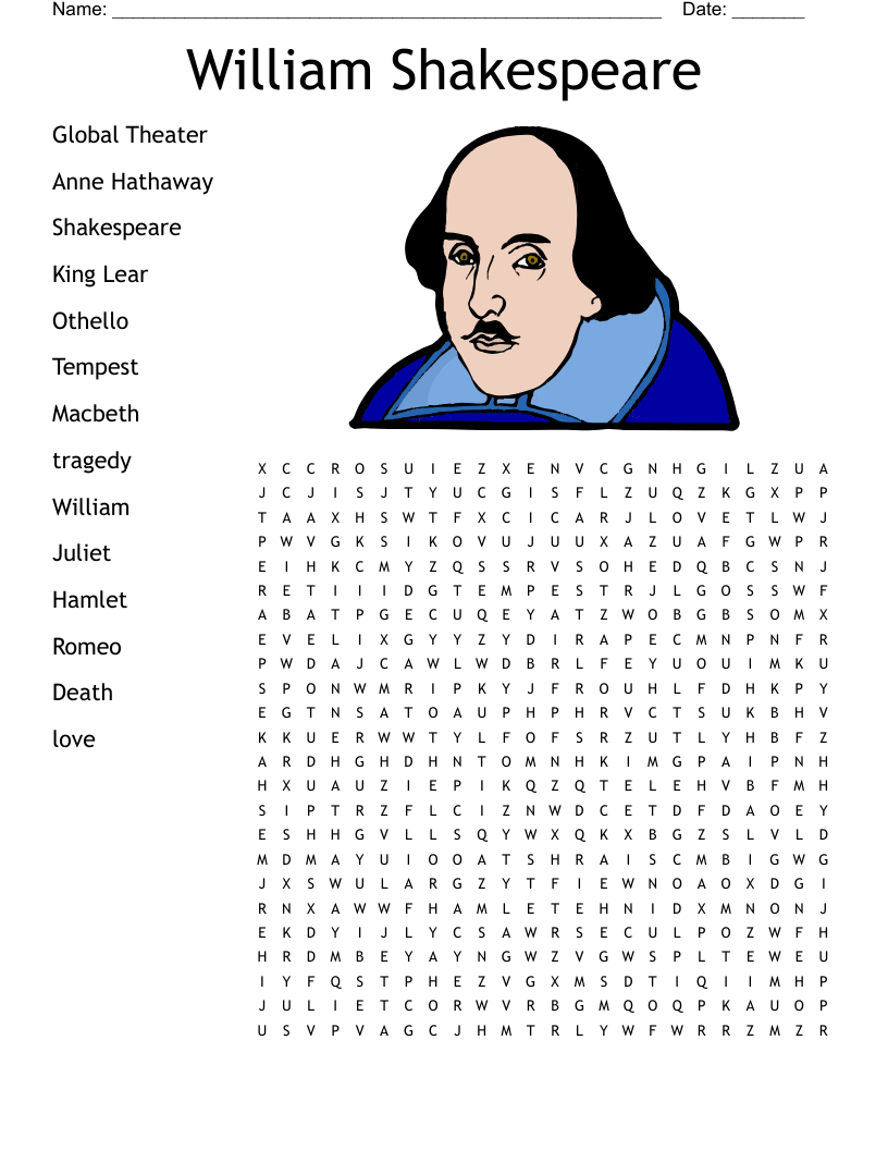 Shakespeare Word Search Printable