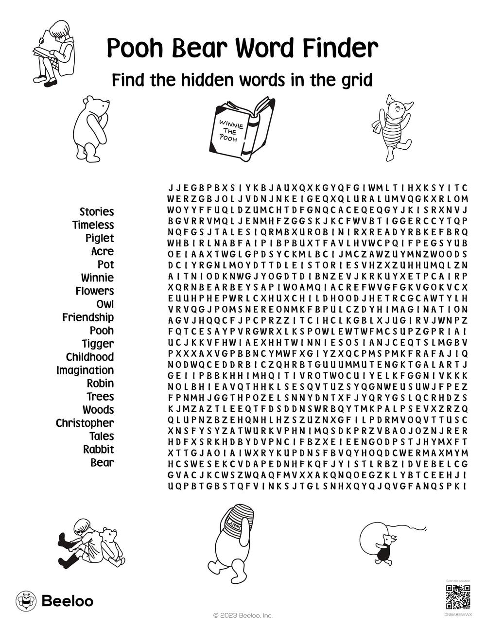 Winnie the Pooh themed Word Searches Beeloo Printable Crafts And Activities For Kids