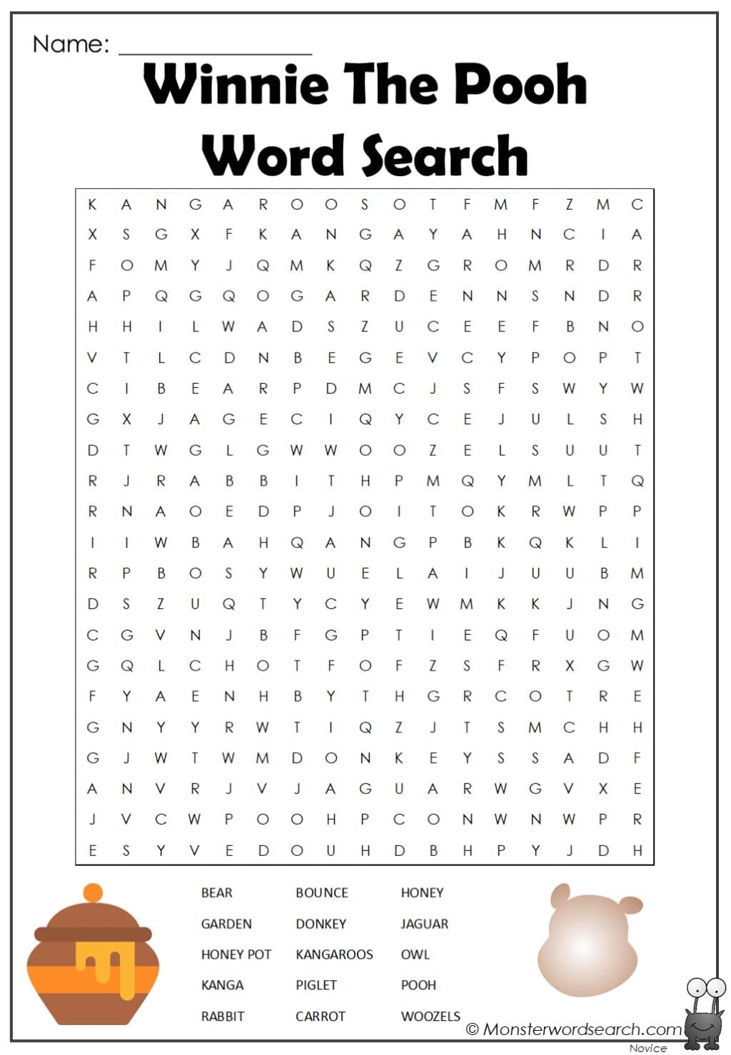 Winnie The Pooh Word Search Printable