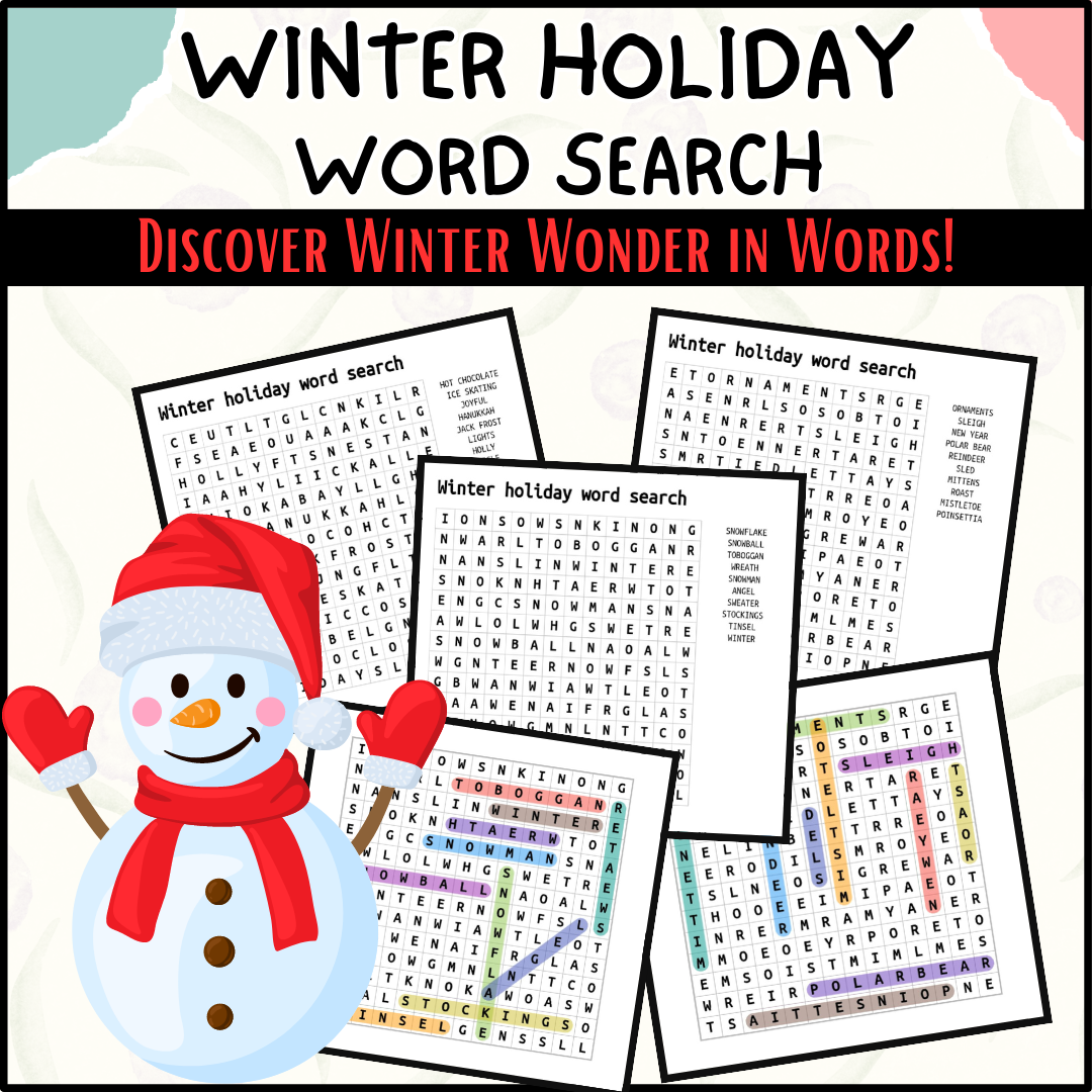 Winter Holiday Word Search A Great Way To Celebrate The Winter Holidays Made By Teachers